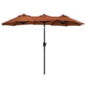 Outsunny Umbrela de soare de gradina basculabila dubla cu deschidere cu manivela, 285x147x227cm, rosu | AOSOM RO imagine