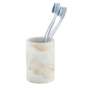 Suport periute si pasta de dinti Odos, Wenko, 8 x 10 cm, polirasina, alb/bej imagine
