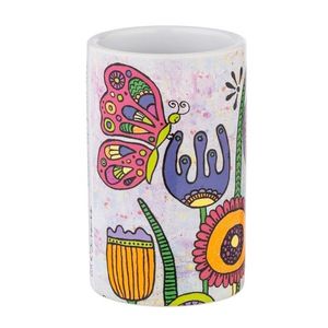 Suport periute si pasta de dinti, Wenko, Bloom, 6.5 x 11 x 6.5 cm, ceramica, multicolor imagine