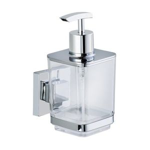 Dozator sapun lichid cu suport autoadeziv, Wenko, Quadro Vacuum-Loc®, 7.5 x 16 x 10 cm, inox/plastic imagine