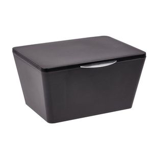 Cutie depozitare cu capac pentru baie, Wenko, Brasil Black, 19 x 15.5 x 10 cm, plastic, negru imagine