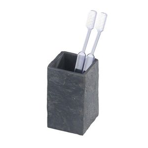 Suport pentru periute si pasta de dinti, Wenko, Slate Rock, 6.4 x 10.5 x 6.4 cm, polirasina, gri inchis imagine