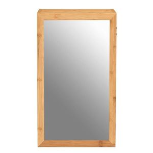 Dulapior cu oglinda pentru baie, Wenko, Bambusa, 35 x 60 x 14 cm, bambus/sticla, natur imagine