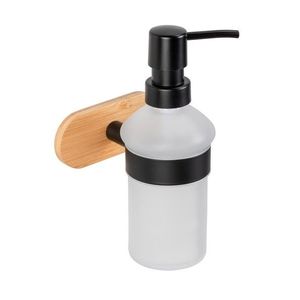 Dozator sapun lichid cu sistem Turbo-Loc®, Wenko, Orea, 300 ml, 10 x 18 x 12 cm, bambus/inox/sticla, natur/negru imagine