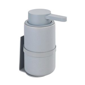 Dozator sapun lichid cu suport auto-adeziv, Wenko, Woya, 250 ml, 6 x 13 x 6 cm, ceramica/plastic, gri imagine