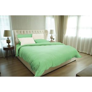 Lenjerie de pat, 2 persoane, 100% Bambus, 6 piese, 200x220 cm, Verde/Ivory imagine