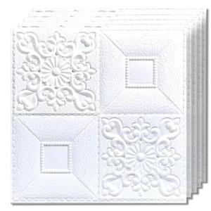 Set 25x Tapet Mic 3D Teno®, suprafata acoperire 3.06 mp, autoadeziv, perete/tavan, waterproof, usor de montat, design modern, 35x35 cm, alb imagine