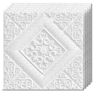 Set 50x Tapet Mic 3D Teno®, suprafata acoperire 6.12 mp, autoadeziv, perete/tavan, model floare, waterproof, usor de montat, design modern, 35x35 cm, alb imagine