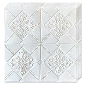 Set 20x Tapet 3D Teno®, suprafata acoperire 9.8 mp, autoadeziv, perete/tavan, model floral, waterproof, usor de montat, design modern, 70x70 cm, alb imagine