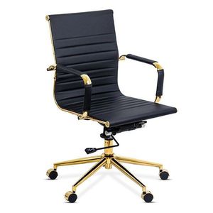 Scaun de birou cu roți, brațe și cadru auriu, modern și pivotant OFF 802A negru imagine