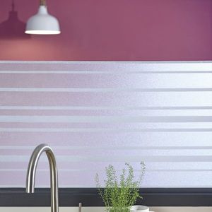 Autocolant geam Vénilia Stripes, static/fara adeziv, efect geam sablat, model linii, semitransparent/alb, 67.5cm x 1.5m imagine