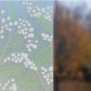 Autocolant geam Vénilia Ficus, static/fara adeziv, efect geam sablat, model flori ficus, multicolor, 67.5cmx1.5m imagine