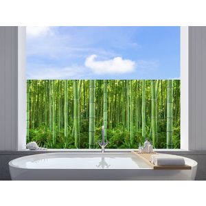 Autocolant geam Vénilia Bamboo, static/fara adeziv, tip bordura decorativa, model padure bambus, verde, 67.5cmx1.5m imagine