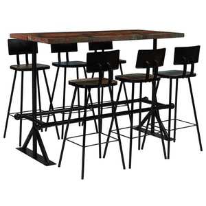 vidaXL Set mobilier de bar, 7 piese, multicolor, lemn masiv reciclat imagine