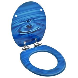 vidaXL Capac WC închidere silențioasă, albastru, MDF, picătură de apă imagine