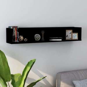 vidaXL Raft de perete pentru CD-uri negru 100x18x18 cm lemn prelucrat imagine