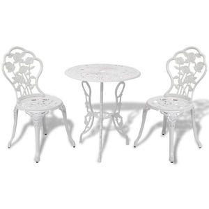 Set bistro - masa rotunda cu 2 scaune alb imagine