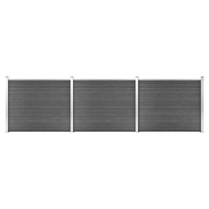 vidaXL Set panouri gard, 526x146 cm, negru, WPC imagine