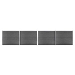 vidaXL Set panouri gard, 699x146 cm, negru, WPC imagine
