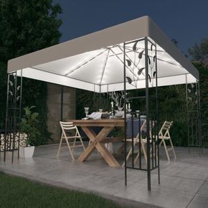 vidaXL Pavilion cu șiruri de lumini LED, alb, 3x3m imagine