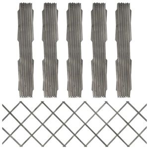 vidaXL Garduri din spalier, 5 buc., gri, 180x60 cm, lemn masiv de brad imagine