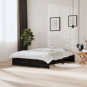 vidaXL Cadru de pat 5FT King Size, negru , 150x200 cm, lemn masiv de pin imagine