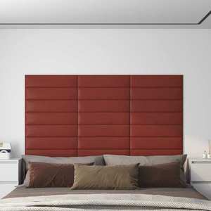 vidaXL Panouri perete 12 buc. roșu vin 60x15cm piele ecologică 1, 08 m² imagine