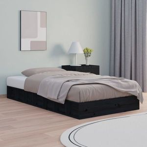 vidaXL Cadru de pat mic dublu 4FT, negru, 120x190cm, lemn masiv de pin imagine