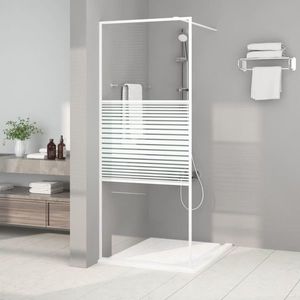 vidaXL Perete de duș walk-in, alb, 80x195 cm, sticlă ESG transparentă imagine