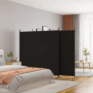 vidaXL Paravan de cameră cu 3 panouri, negru, 525x180 cm, textil imagine