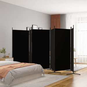 vidaXL Paravan de cameră cu 6 panouri, negru, 520x180 cm, textil imagine