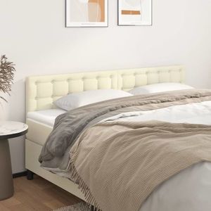 vidaXL Tăblii de pat, 2 buc, crem, 100x5x78/88 cm, piele ecologică imagine