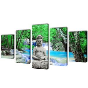 Set de tablouri, imprimeu Buddha, 200 x 100 cm imagine