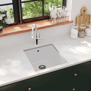 vidaXL Chiuvetă de bucătărie din granit, alb, bazin unic imagine