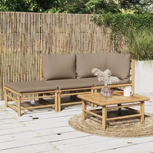 vidaXL Set mobilier de grădină cu perne gri taupe, 3 piese, bambus imagine