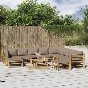 vidaXL Set mobilier de grădină cu perne gri taupe, 11 piese, bambus imagine