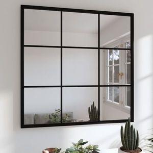 vidaXL Oglindă de perete, negru, 60x60 cm, metal imagine