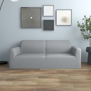 vidaXL Husă elastică pentru canapea cu 2 locuri poliester jerseu, gri imagine