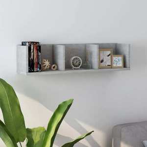 vidaXL Raft de perete CD-uri, gri beton, 75x18x18 cm, lemn prelucrat imagine