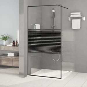 vidaXL Paravan de duș walk-in negru 100x195 cm sticlă ESG transparentă imagine
