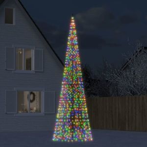 vidaXL Iluminat brad de Crăciun pe stâlp 1534 LED-uri colorate, 500 cm imagine