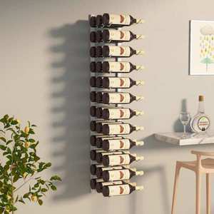 vidaXL Suport sticle de vin montat pe perete, 36 sticle, alb, fier imagine