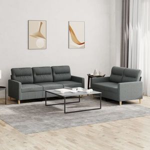 vidaXL Set de canapele cu perne, 2 piese, gri închis, textil imagine