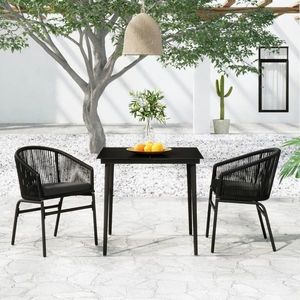 vidaXL Set de mobilier pentru grădină, 3 piese, negru imagine