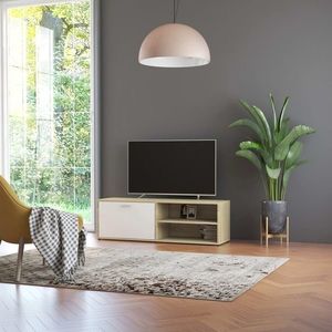 vidaXL Comodă TV, alb și stejar Sonoma, 120 x 34 x 37 cm, PAL imagine