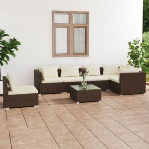 vidaXL Set mobilier de grădină cu perne, 7 piese, maro, poliratan imagine