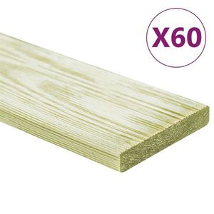 vidaXL Plăci de pardoseală 60 buc. 7, 2 m² 1 m, lemn masiv pin tratat imagine