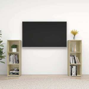 vidaXL Dulapuri TV, 2 buc, stejar sonoma, 107x35x37 cm, lemn prelucrat imagine