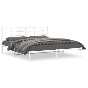 vidaXL Cadru de pat metalic cu tăblie, alb, 180x200 cm imagine