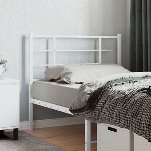 vidaXL Tăblie de pat metalică, alb, 107 cm imagine